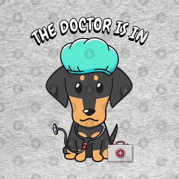 Cute dachshund dog is a doctor by Pet Station